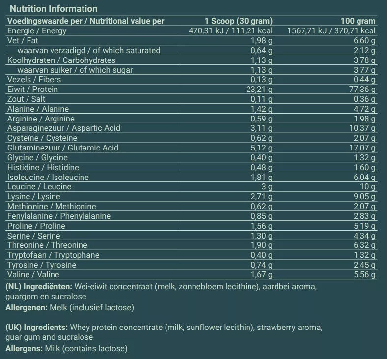 Nutrition Powders -Forfait de renforcement musculaire - Protéine de lactosérum | Fraise