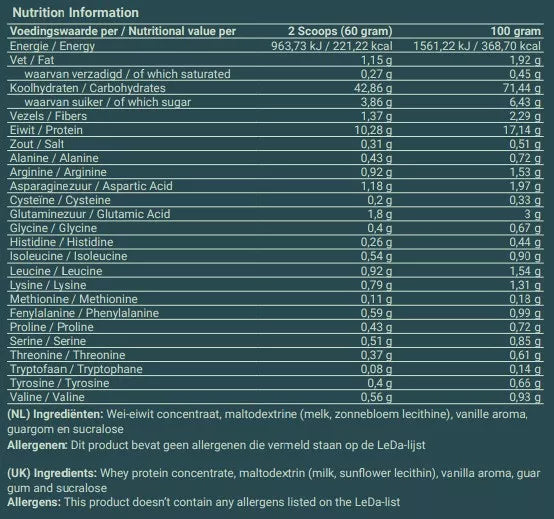 Nutrition Powders -Gain de poids végétalien | Vanille
